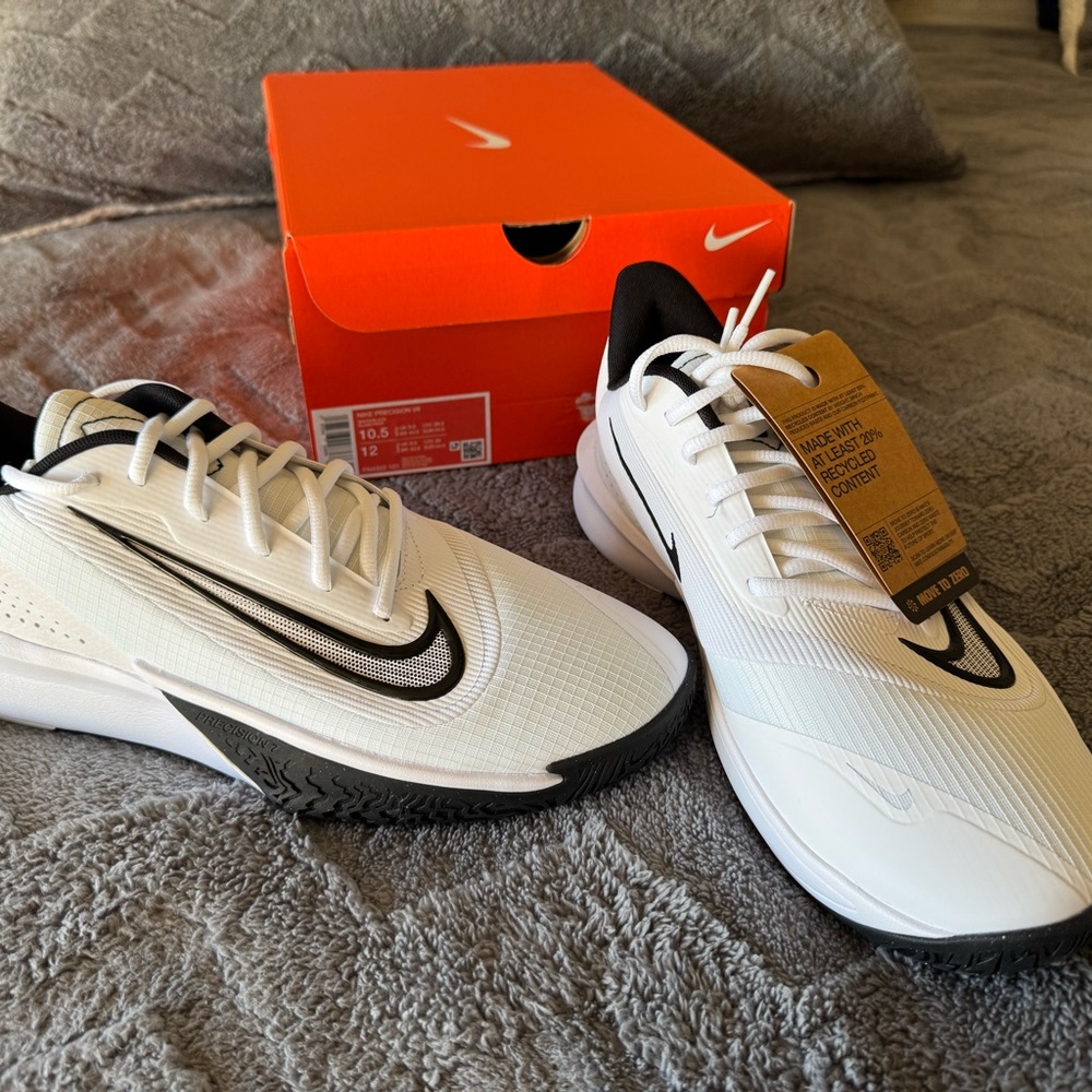 Nike Men's White and Black Precision 7 Athletic Sneakers